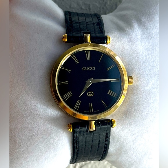 Gucci 2000M stacked Black and Gold Men's Watch - Picture 1 of 15